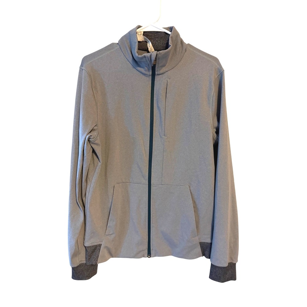 Lululemon Mens Full Zip Track Jacket Gray Green Mock Neck Size M Athleisure Tech